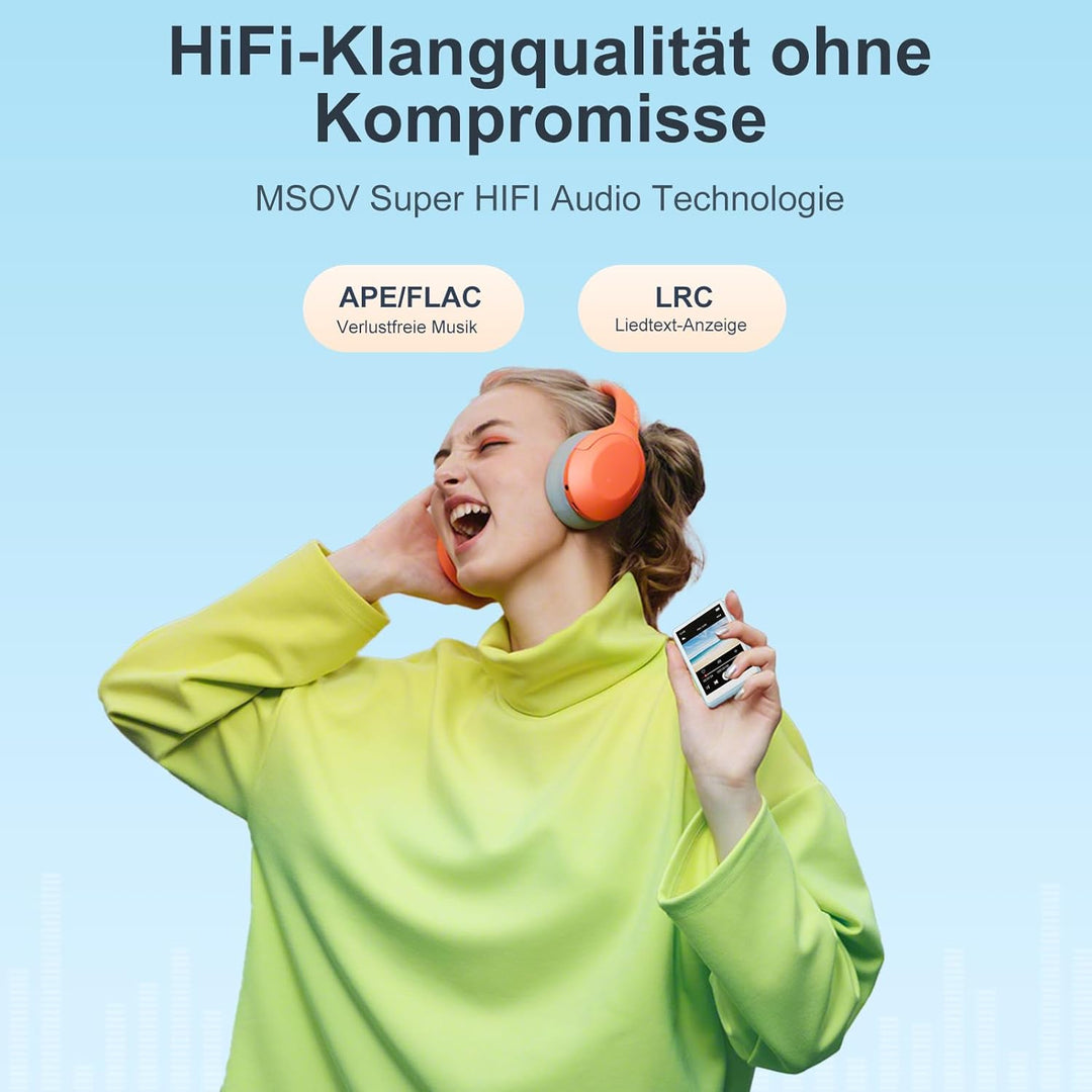 MECHEN 64GB MP3 Player Bluetooth 5.3 | 2,4'' Touchscreen Tragbarer MP3-Player zum Laufen mit Line-in