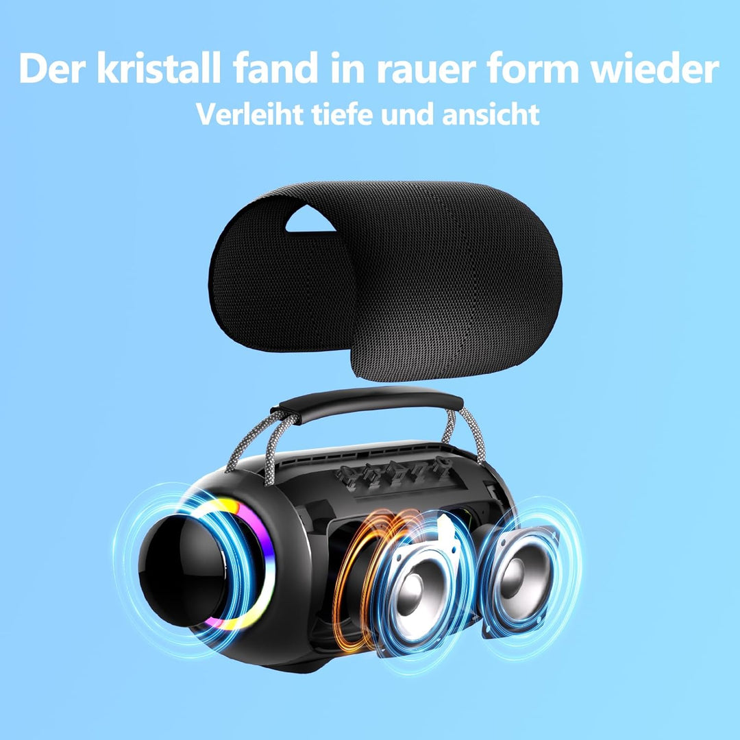 Kabelloser Bluetooth-Lautsprecher mit LED-Lichtshow,tragbarer Outdoor-Lautsprecher,echter kabelloser