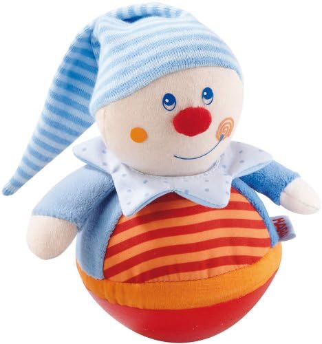 HABA Stehauffigur Kasper – Motorikspielzeug mit Wackel- & Klingeleffekt für Babys ab 6 Monaten – Wei