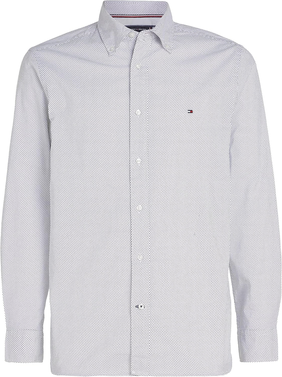 Tommy Hilfiger Herren Core Flex Mini Geo PRT Rf Shirt Freizeithemden S Weiss (White / Carbon Navy),