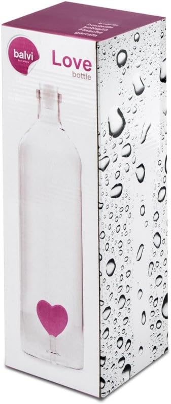 balvi Flasche Love 1,2L Wasserflasche Innen ist eine Figur befestigt Silikonzapfen Borosilikatglas 3