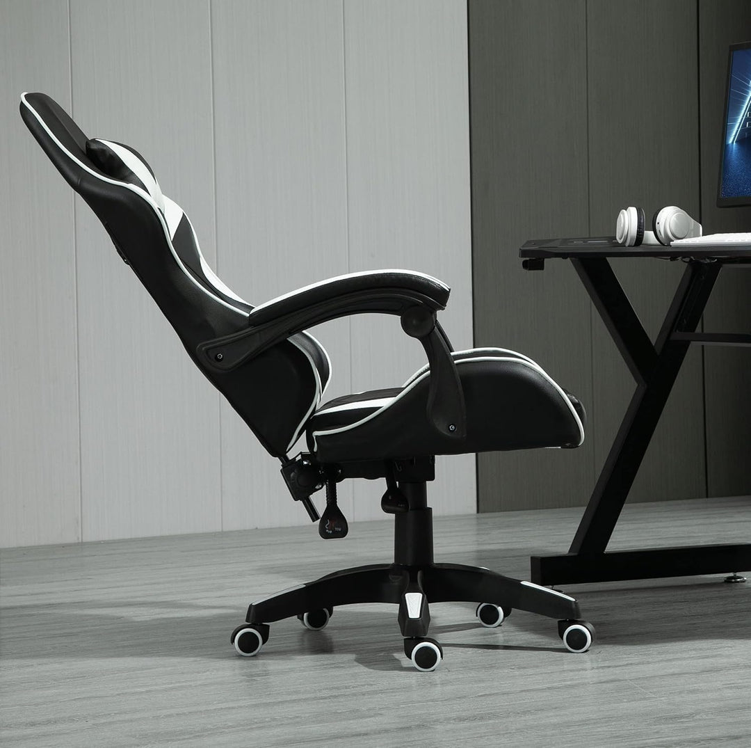 mcc direct Bürostuhl Ergonomisch, Schreibtischstuhl, Drehstuhl, Gaming Sessel, Gamingstuhl (Weiss),