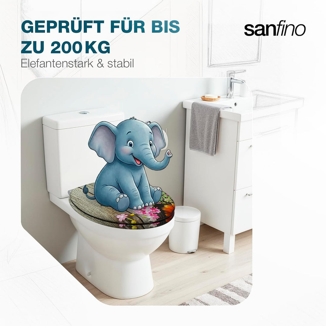 SANFINO® Premium WC Sitz mit Absenkautomatik – hochwertige Toilettendeckel aus Holz, viele bunte Mot