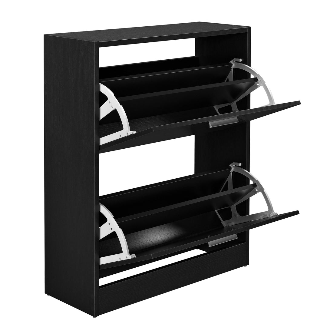 [en.casa] Schuhschrank Sykkylven Schuhkipper mit 2 Klappen Schuhkommode für 12 Paar Schuhe 81 x 63 x