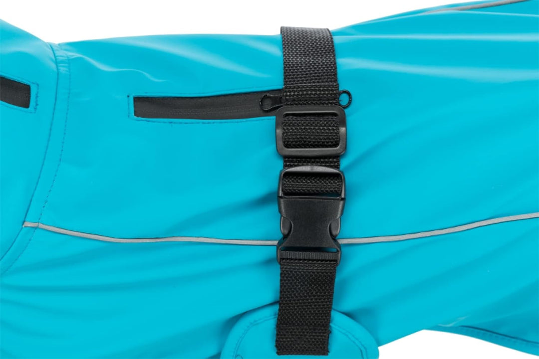 TRIXIE Regenmantel Vimy für Hunde M türkis – Hunde-Regenjacke mit reflektierenden Elementen für mehr