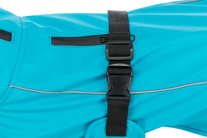 TRIXIE Regenmantel Vimy für Hunde L türkis – Hunde-Regenjacke mit reflektierenden Elementen für mehr