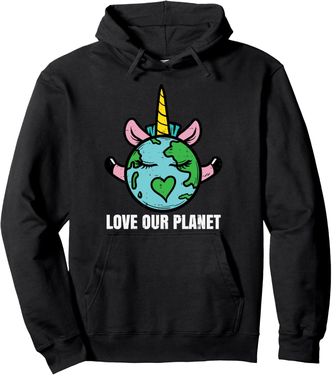 Love Our Planet Unicorn Earth Day Cute Girls Kids Toddler Pullover Hoodie