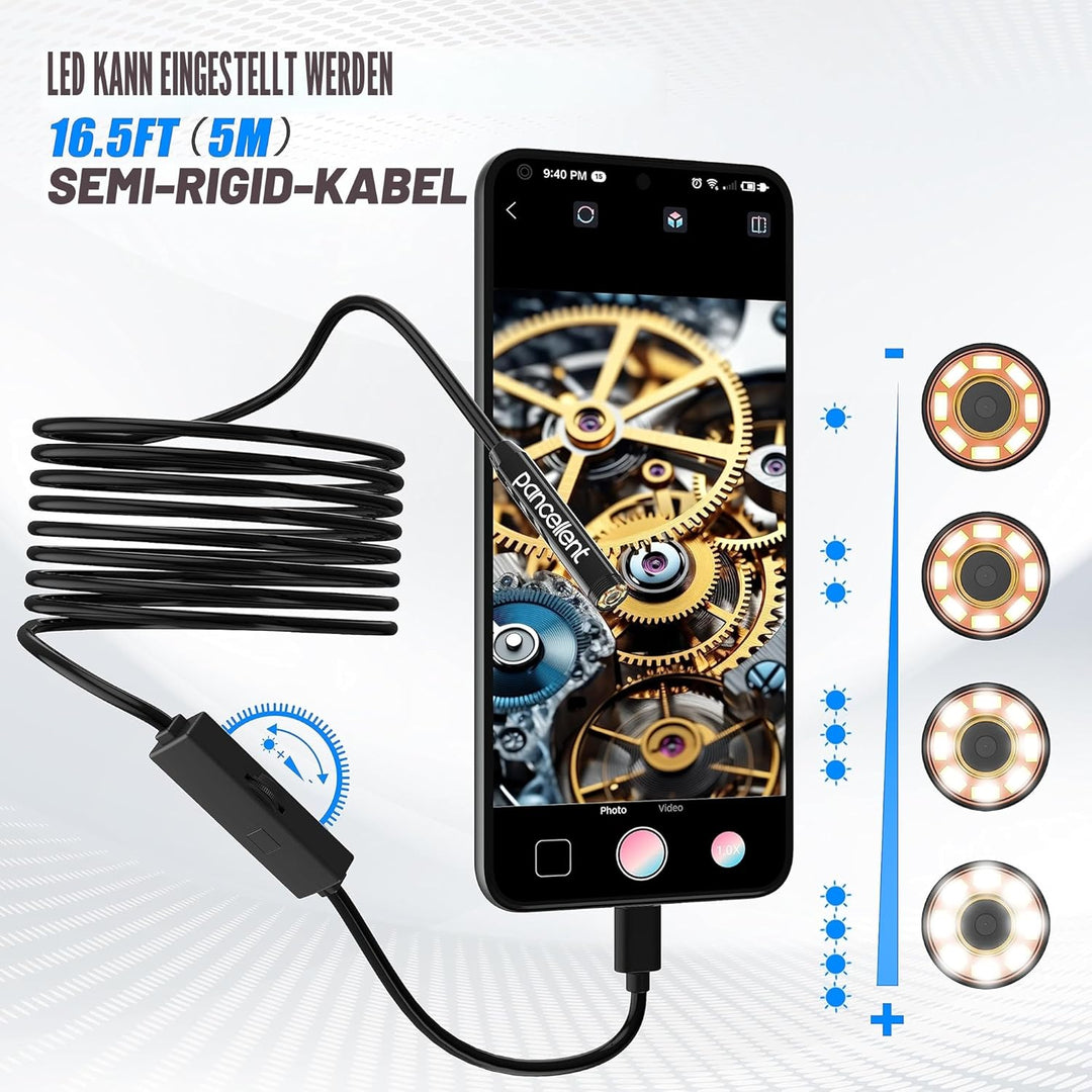 1920P HD Snake Inspektion Endoskop, pancellent Typ C Endoskop, Scope Kamera mit 8 LED Leuchten für A