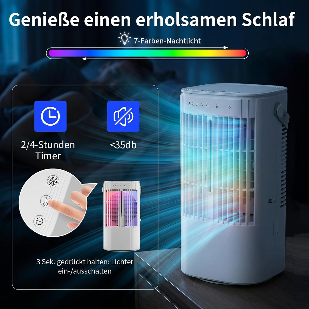 Mobile Klimaanlage, 120° Oszillation klimaanlage mobil, USB 4 in 1 klimaanlage ohne abluftschlauch m