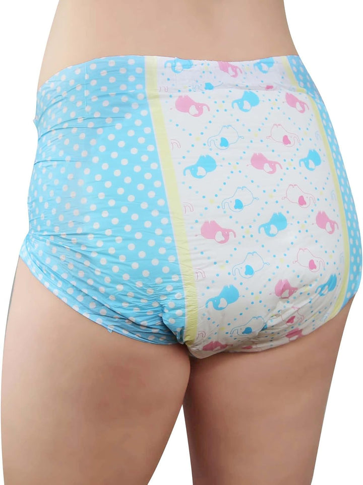 LittleForBig Gedruckten Erwachsenen Slip Windeln 2 Stück-Kleine Elefanten L, L
