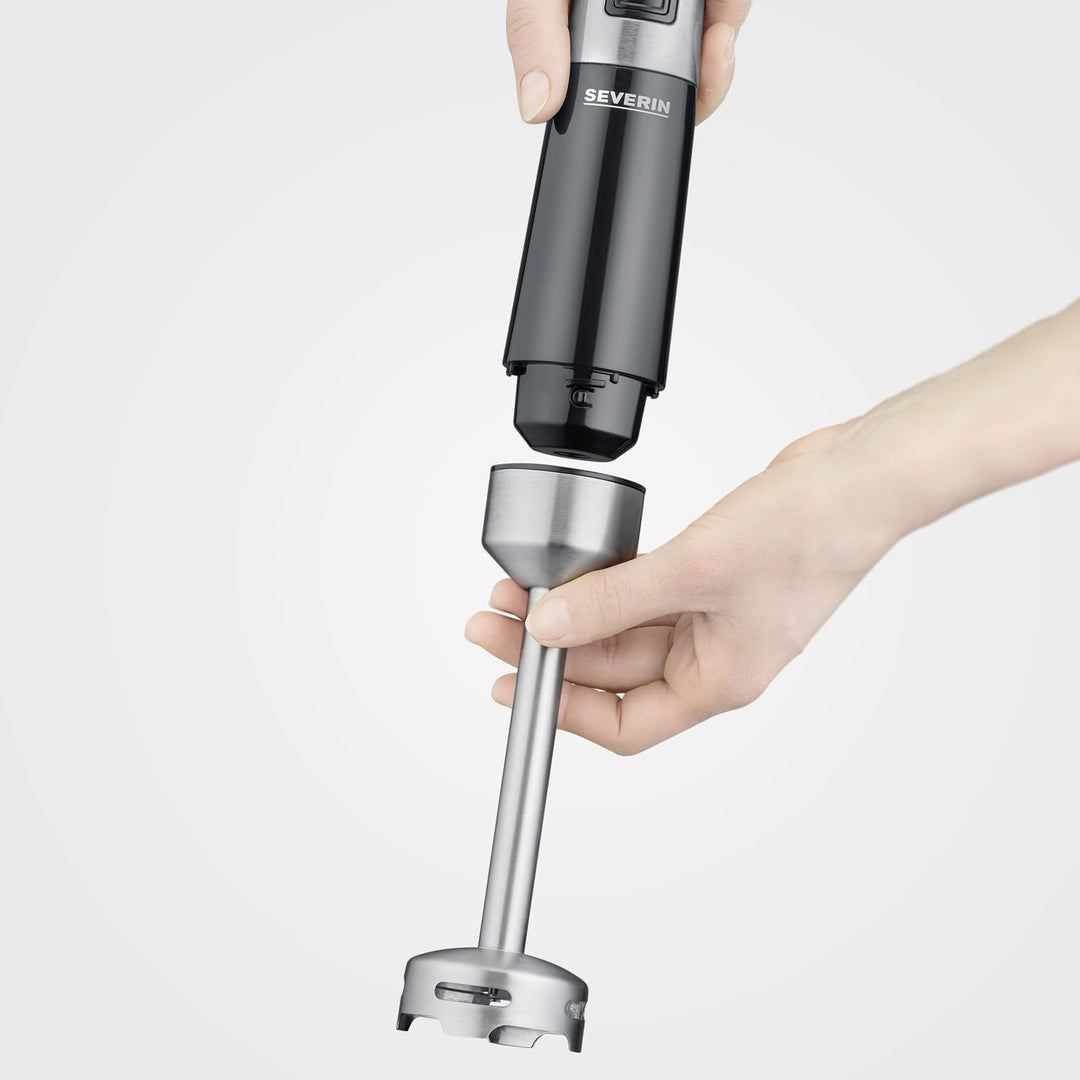 SEVERIN Stabmixer mit Zubehör-Set, Mixstab mit stufenloser Geschwindigkeitseinstellung, mit Pürierst