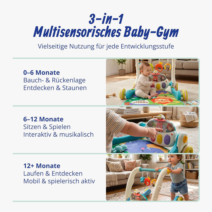 Relaxdays Spielbogen, mit Spielzeug, Rollen, Musik & Licht, HBT: 41 x 58 x 75 cm, Baby Gym, Krabbeld