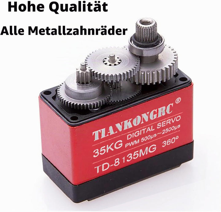 Wishiot TD-8135MG 35KG 360 Grad kontinuierliche Drehung Servo Digital Coreless 500μs-2500μs grosses