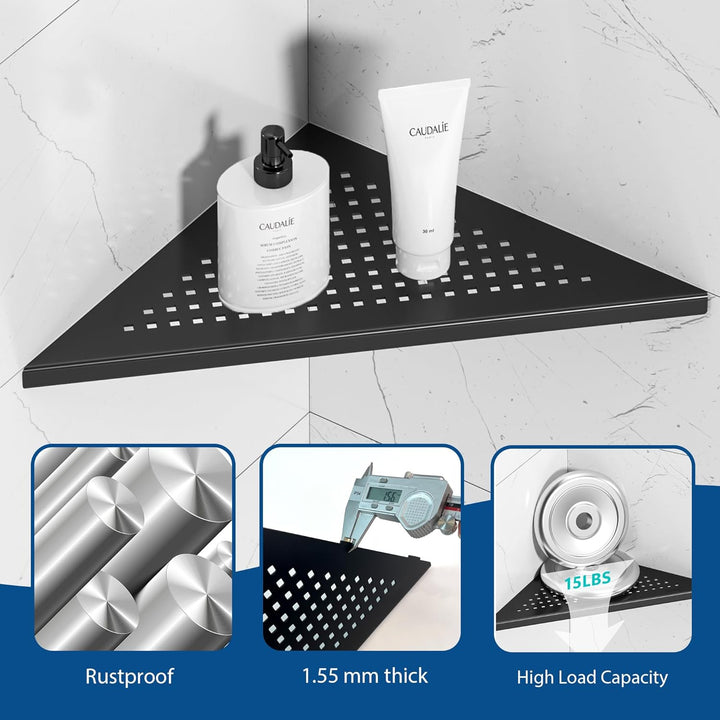 Neodrain Duschregal Ecke Edelstahl 304 Duschablage Schwarz Eingebautes Duschkorb Halterung für Bad,