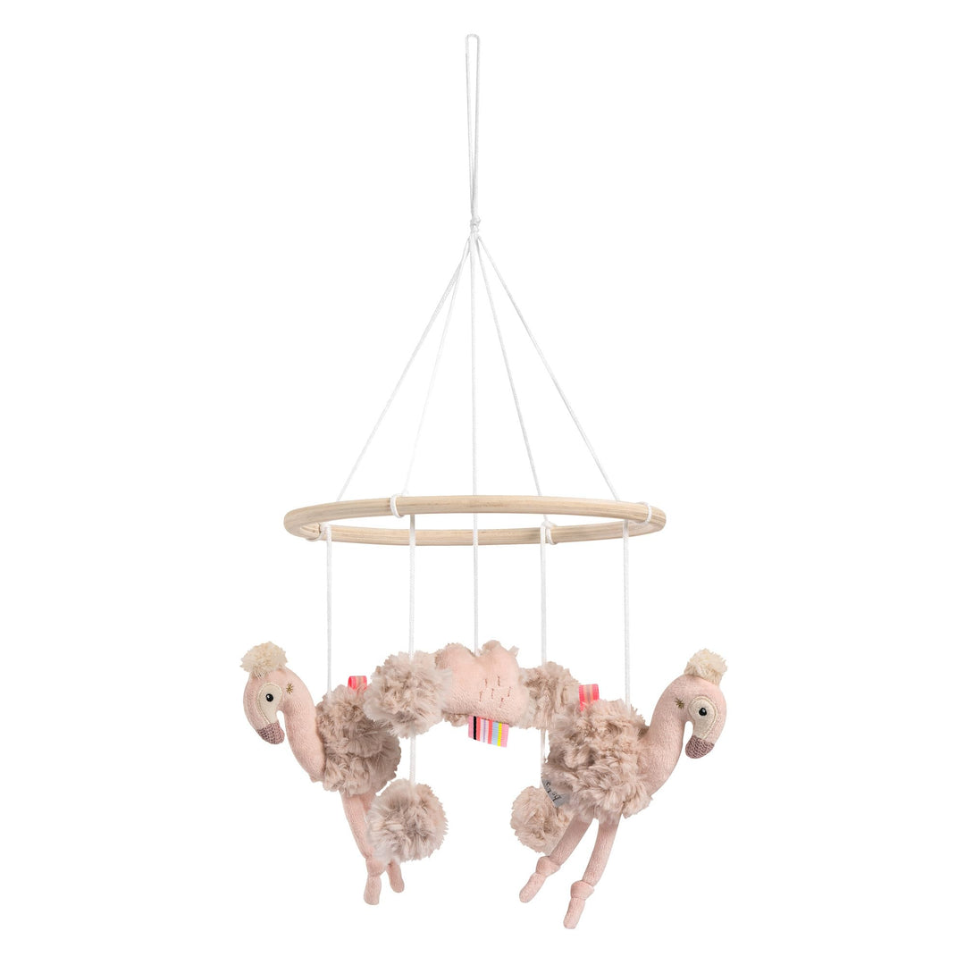 Fehn Holz-Mobile Flamingo – Holz-Mobile mit niedlichen Stoff-Figuren – Einschlafhilfe zur Beruhigung