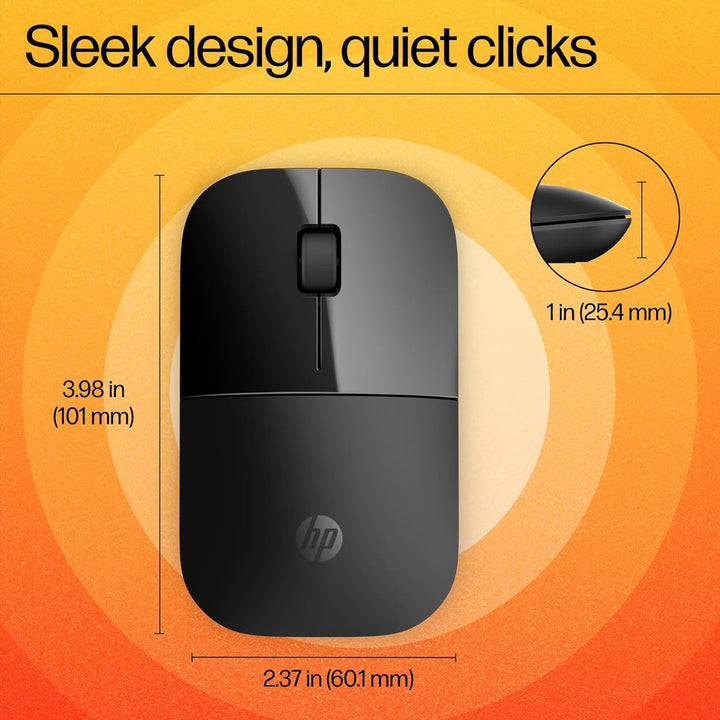 HP Z3700 Wireless Mouse - Black Onyx Schwarz Dongle, Schwarz Dongle