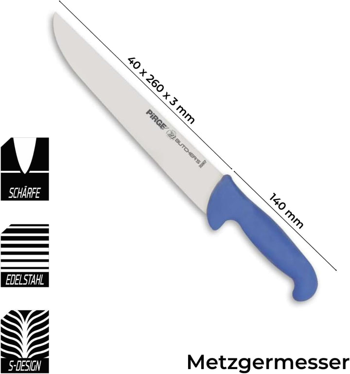 Pirge Metzgermesser Set 5 TLG Schlachtermesser - Fleischermesser - Stechmesser - Exzellenter Schärfe