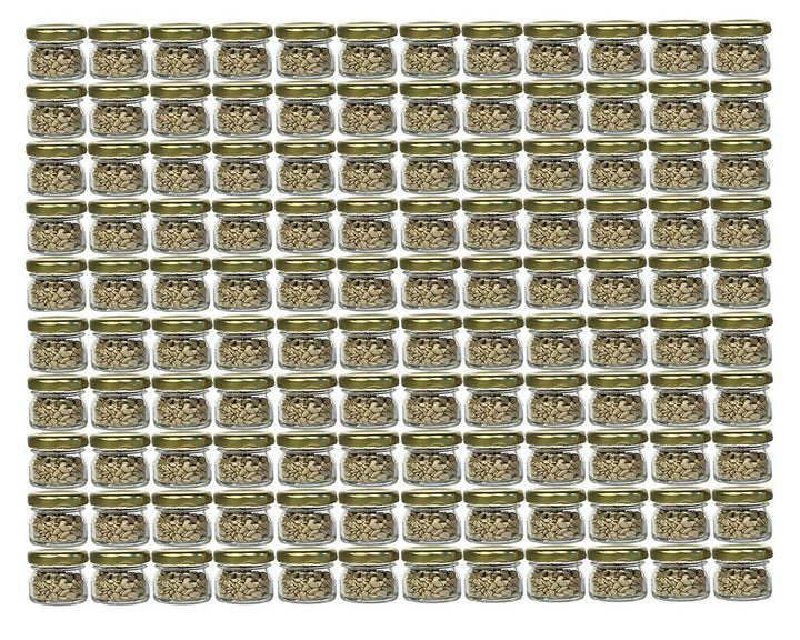 hocz 120er Set Sturzgläser Mini Gläser | Füllmenge 30 ml | Deckelfarbe Gold | To 43 Rundgläser Marme