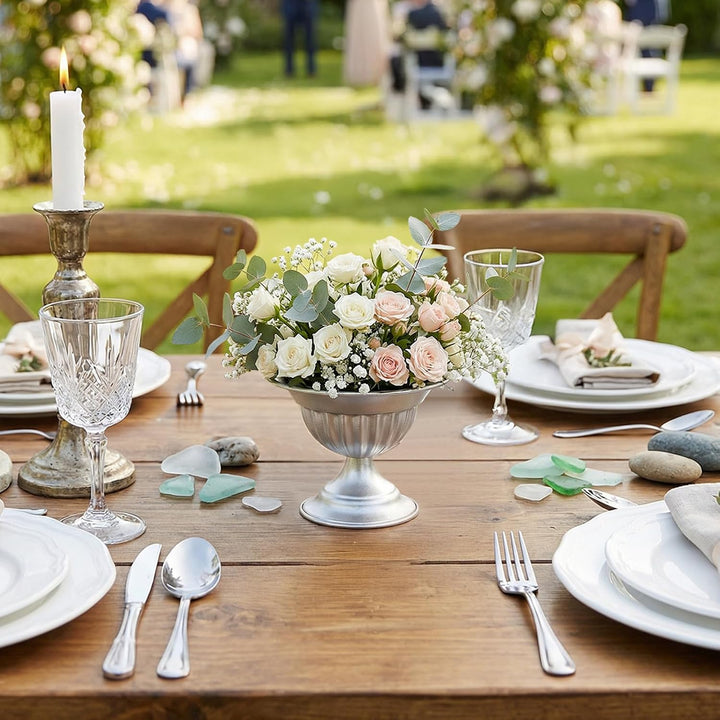 Sziqiqi Metall Silber Urn Vasen Hochzeit: Kleine Vasen für Tischdeko 10Stk | Dick, ⌀16cm/ H13cm/ T7c