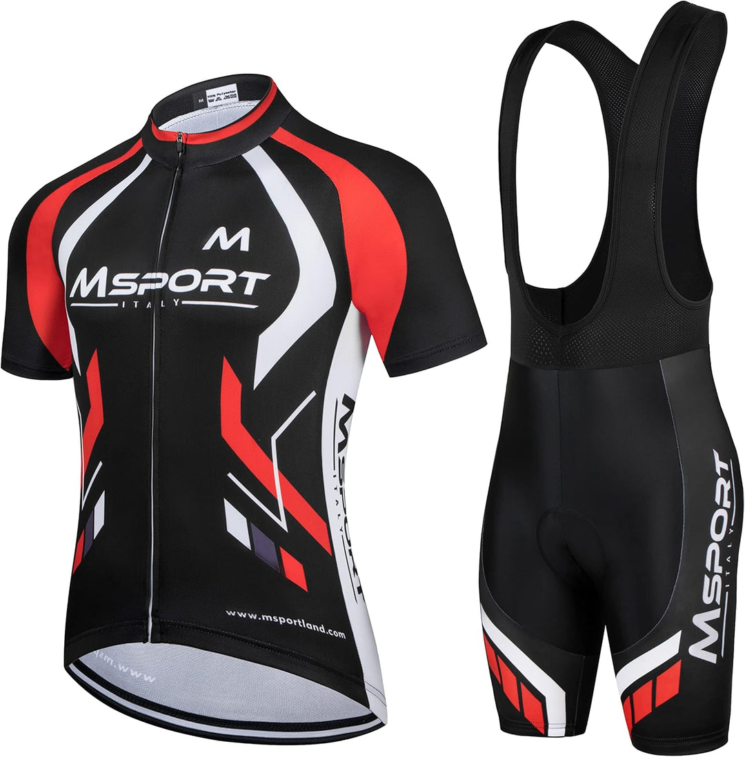 Fahrradbekleidung Komplettset Fahrradanzug Trikot + Trägerhose Shorts Msport 4 Rot S, Msport 4 Rot S