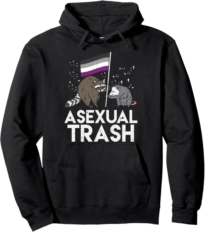 Asexual Trash Raccoon Opossum Asexual Flag Ace Pride LGBTQ Pullover Hoodie