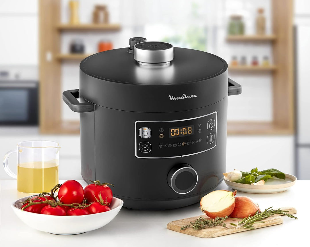 Moulinex Epic Turbo Cuisine CE7548 Elektrischer Schnellkochtopf, 1090 W, 10 Automatikprogramme, Damp