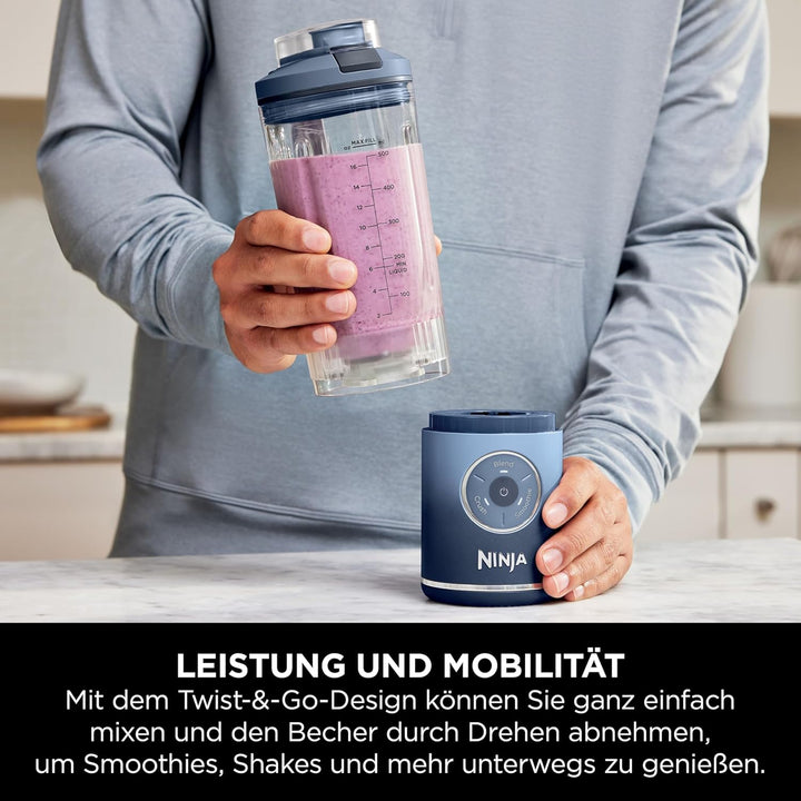 Ninja Blast Max Tragbarer Mixer/Blender/Smoothie Maker, 570 ml, BC251EUNV | wiederaufladbar, Mixbech