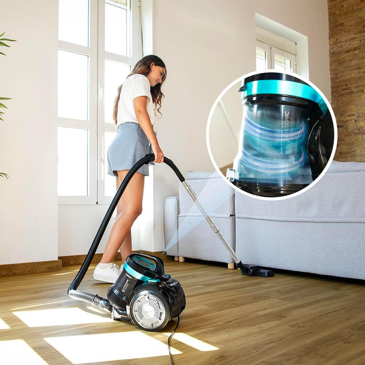Cecotec Beutelloser Bodenstaubsauger Conga Rocksta Cyclonic Plus. 800W, Grosse Kapazität 2L Behälter