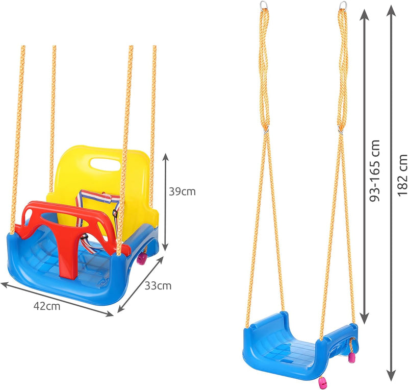 Kinderschaukel 3 in 1 zum Aufhängen Rückenlehne Anschnallgurt Indoor Outdoor 23552