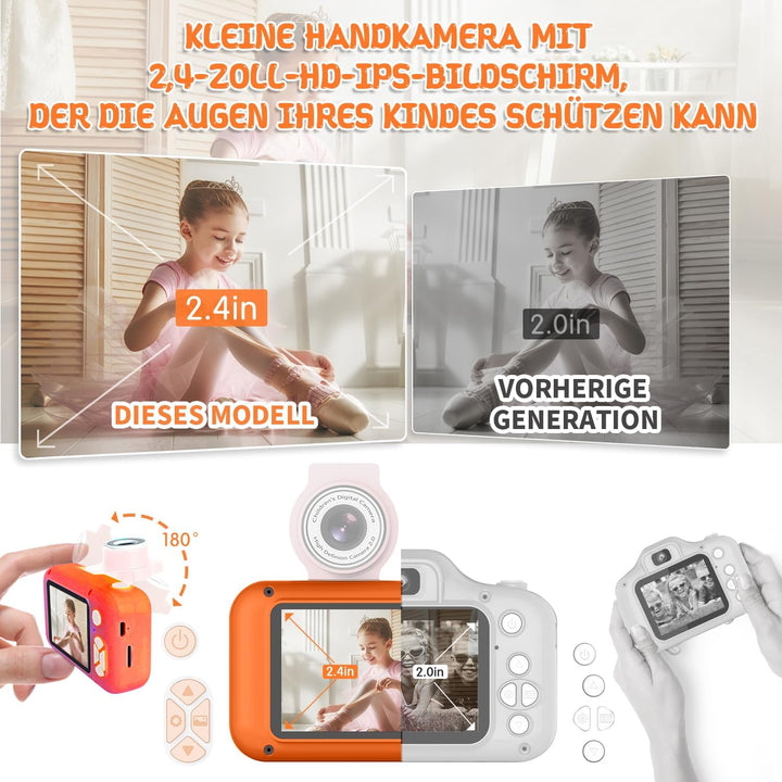 ARNSSIEN Digitalkamera für Kinder Kamera,2,4" IPS Kinderkamera mit 180°Flip | 1080P videokamera &amp; Se