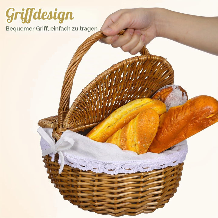 Toddmomy 1 Stück Weiden-Picknickkorb Mit Deckel Und Griff Leere Picknickkörbe Im Vintage-Stil Für Pi