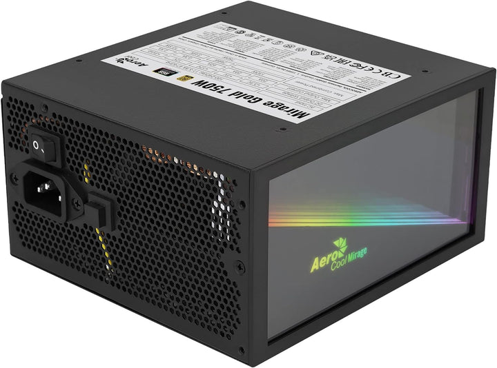 AeroCool MIRAGEGOLD750, PC Netzteil 750W, RGB Infinity Mirror, 80Plus Gold, Japanische Kondensatoren