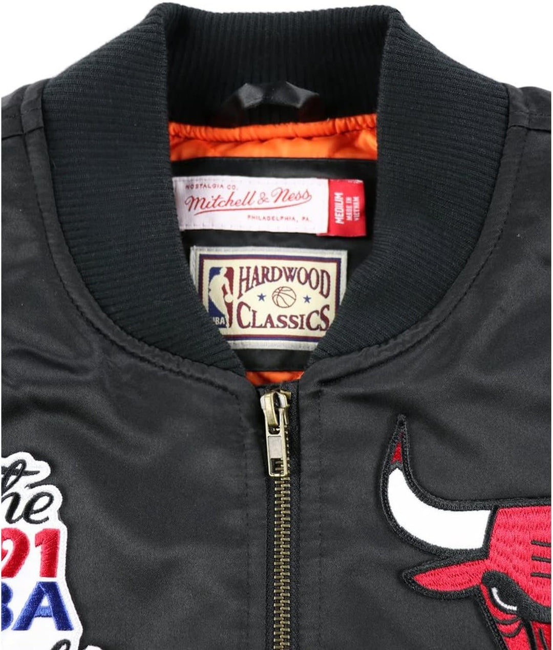 Mitchell & Ness M&N Satin Bomber Jacke - Flight Chicago Bulls schwarz M Schwarz, M Schwarz