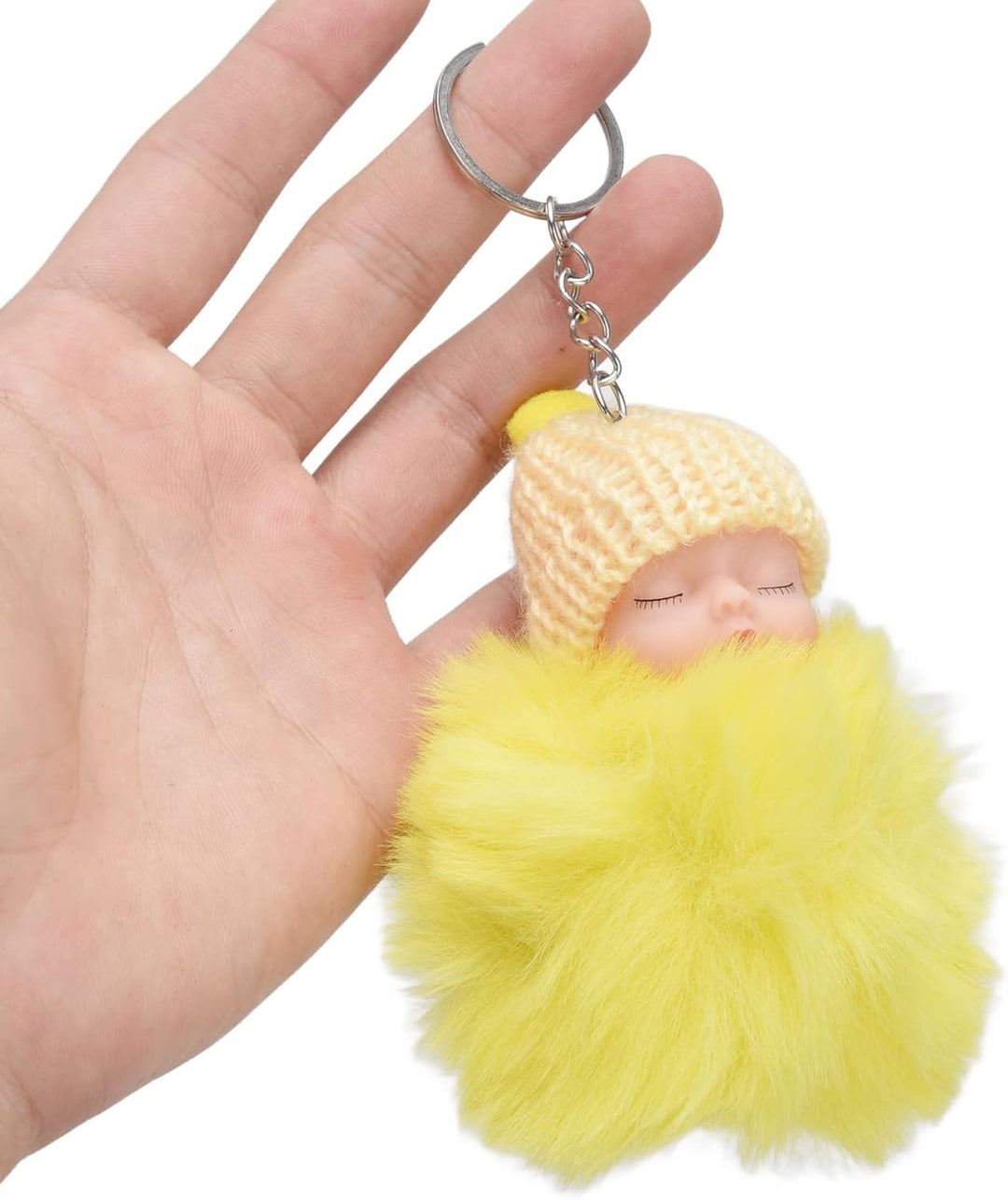 Zerodis Babypuppe Schlüsselanhänger, 11cm Schöne Mädchen Spielzeugpuppe Tragen Strickmütze Schlüssel