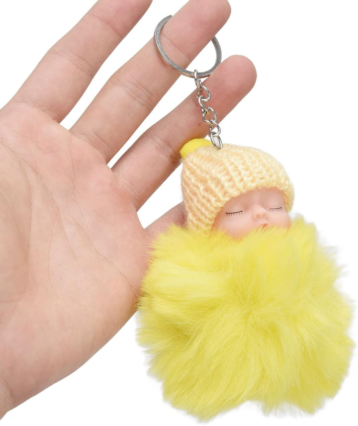 Zerodis Babypuppe Schlüsselanhänger, 11cm Schöne Mädchen Spielzeugpuppe Tragen Strickmütze Schlüssel
