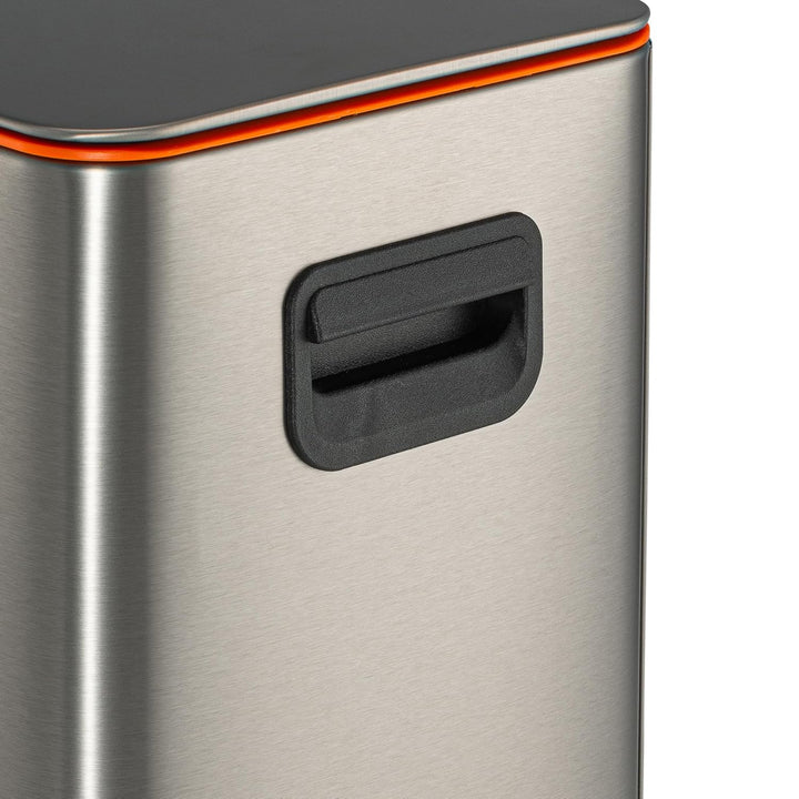 RED FACTOR Schmaler 10L Edelstahl Treteimer für enge Räume – Mülleimer mit Soft-Close-Deckel und her
