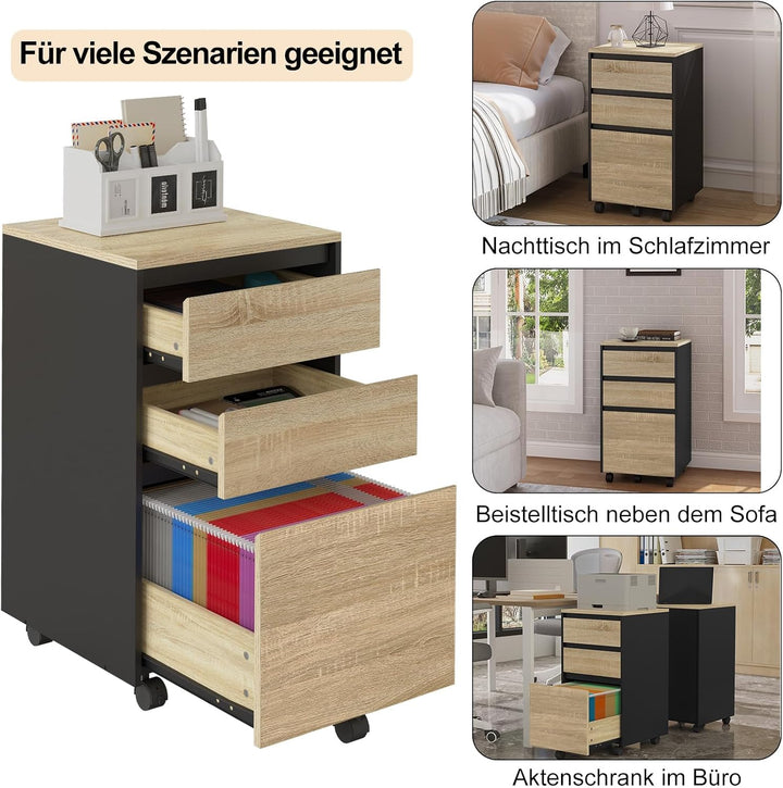 WOLTU mobiler Aktenschrank, Schrank für Aktenordner, Aufbewahrungsschrank im Büro, Büroschrank mit R