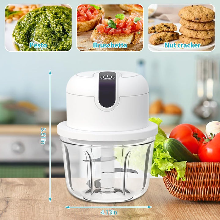 CEWROM Elektrischer Küchenzerkleinerer,350ml Zwiebel Zerkleinerer Elektrisch, Gemüsezerkleinerer, Mu