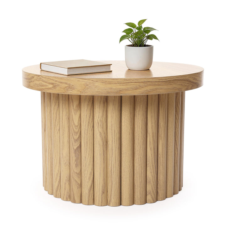 Hometopia Couchtisch rund, Moderner Wohnzimmertisch in Holz, Ø60 cm X H40 cm Kaffeetisch für Wohnzim