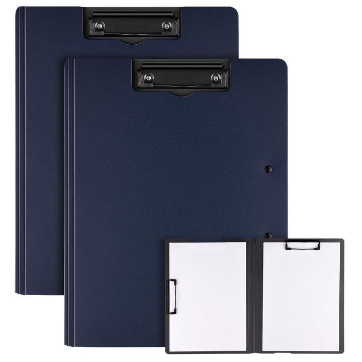 2er Pack Klemmbrett A4, Schreibmappe A4 mit 2 Klemmen, Klemmbrett mit Deckel, Klemmbretter für Büro,