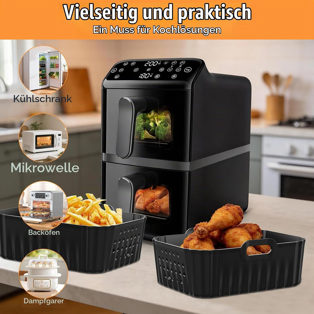 Airfryer Silikonform Heissluftfritteuse Zubehör für Philips Airfryer 4000 Series Stacked Dual Basket