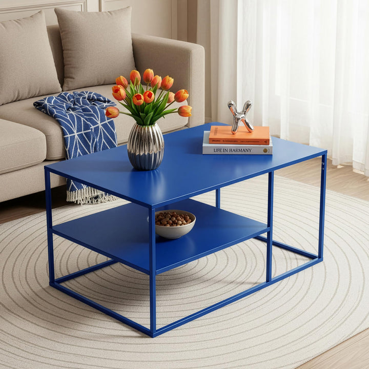 [en.casa] Couchtisch Solund Beistelltisch Metall Wohnzimmertisch mit Stauraum Sofatisch rechteckig K