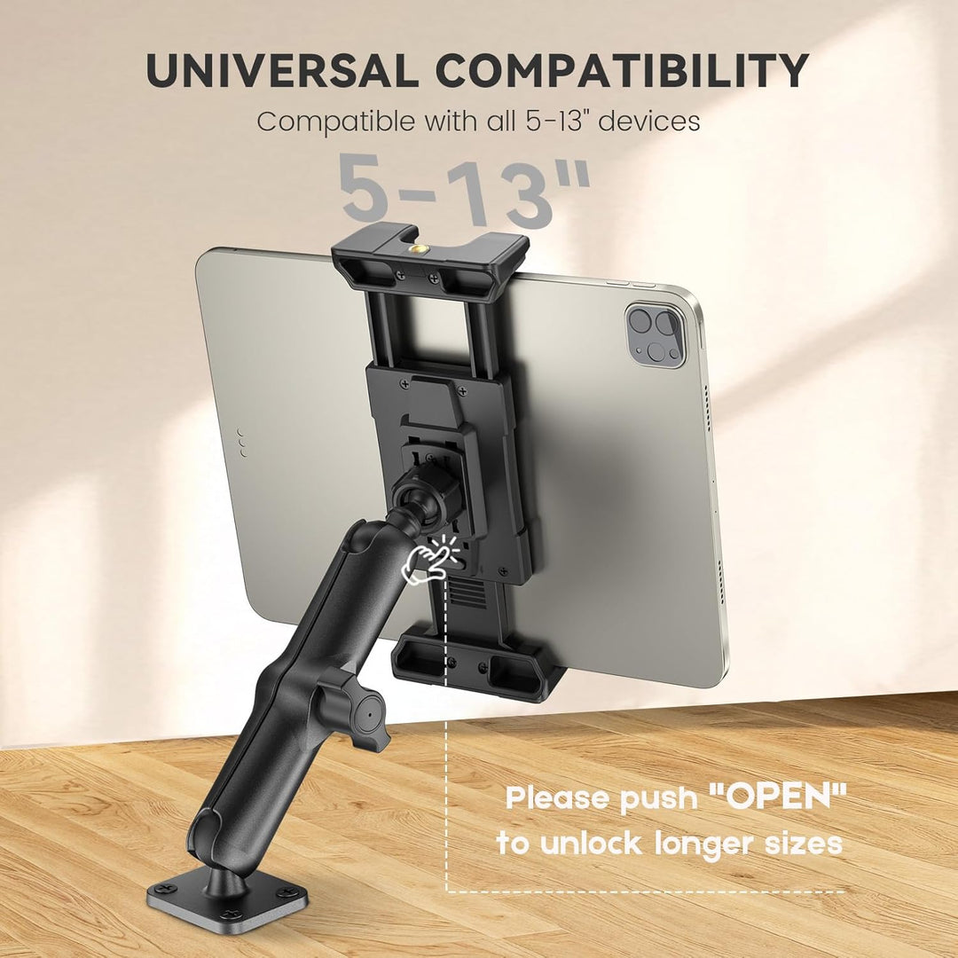 OHLPRO Tablet Halterung Auto aus Aluminium mit Hochleistungs Bohrerbasis, LKW iPad Halter mit 15 cm
