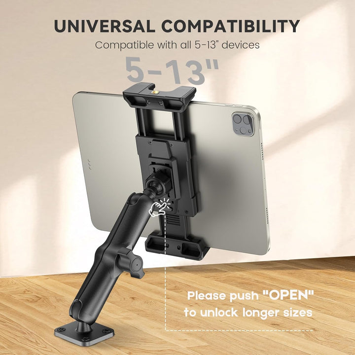OHLPRO Tablet Halterung Auto aus Aluminium mit Hochleistungs Bohrerbasis, LKW iPad Halter mit 15 cm