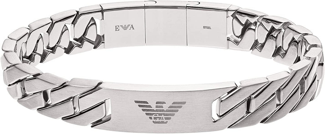 Emporio Armani Armband Für Männer Heritage, 18,50 Cm +/-1,00 Cm Silbernes Edelstahlarmband, EGS24350