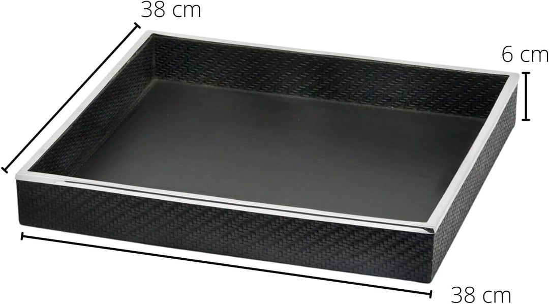 EDZARD Serviertablett Jackson, quadratisch, Edelstahl mit Kunstlederbezug, rechteckig, 39 x 38 cm