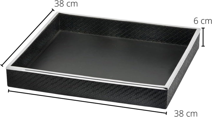 EDZARD Serviertablett Jackson, quadratisch, Edelstahl mit Kunstlederbezug, rechteckig, 39 x 38 cm