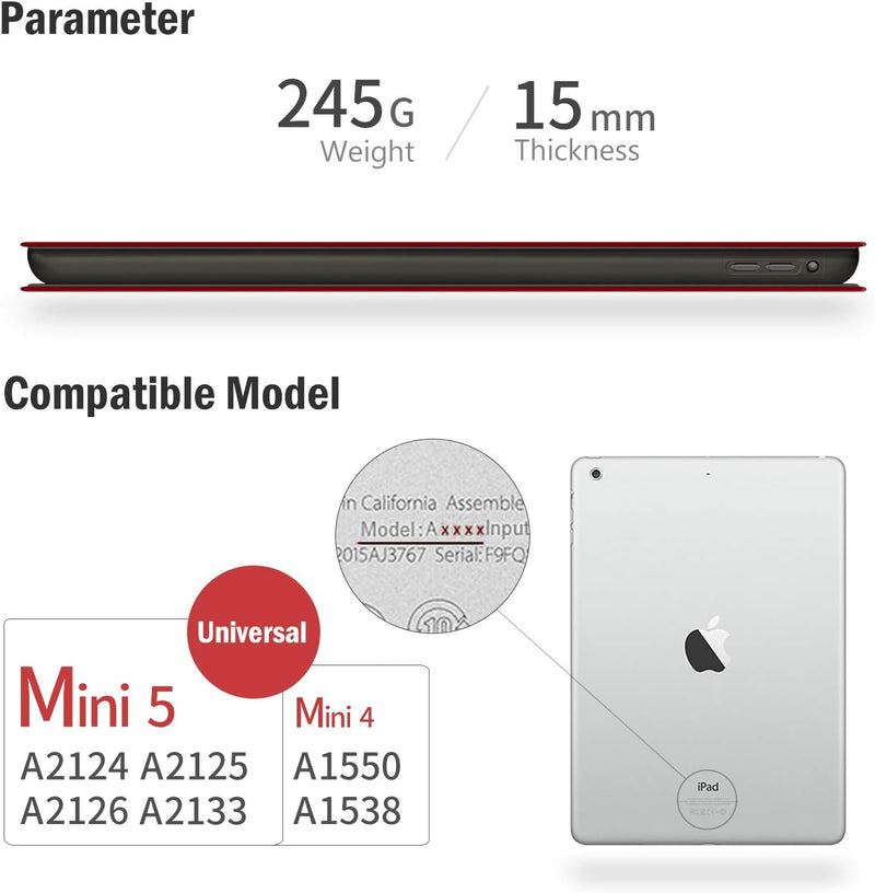 Antbox Hülle für iPad Mini 5 2019 7.9 Zoll/iPad Mini 4 mit Apple Pencil Halter Auto Schlaf/Wach Funk