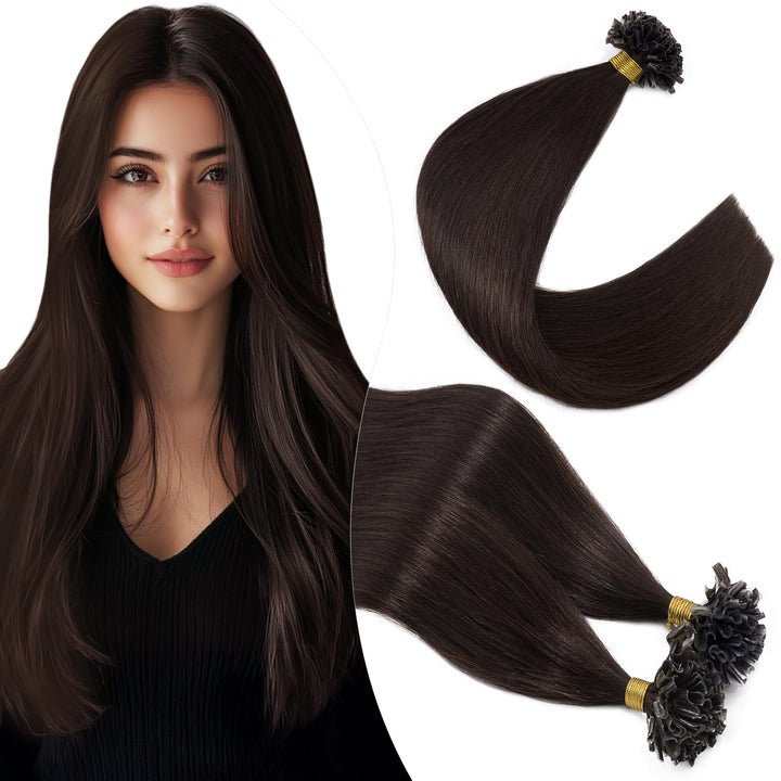 Elailite U-Tip Echthaar Bonding Extensions Keratin Haarverlängerung Haar Glatt 100 Strähnen 50g 22"/