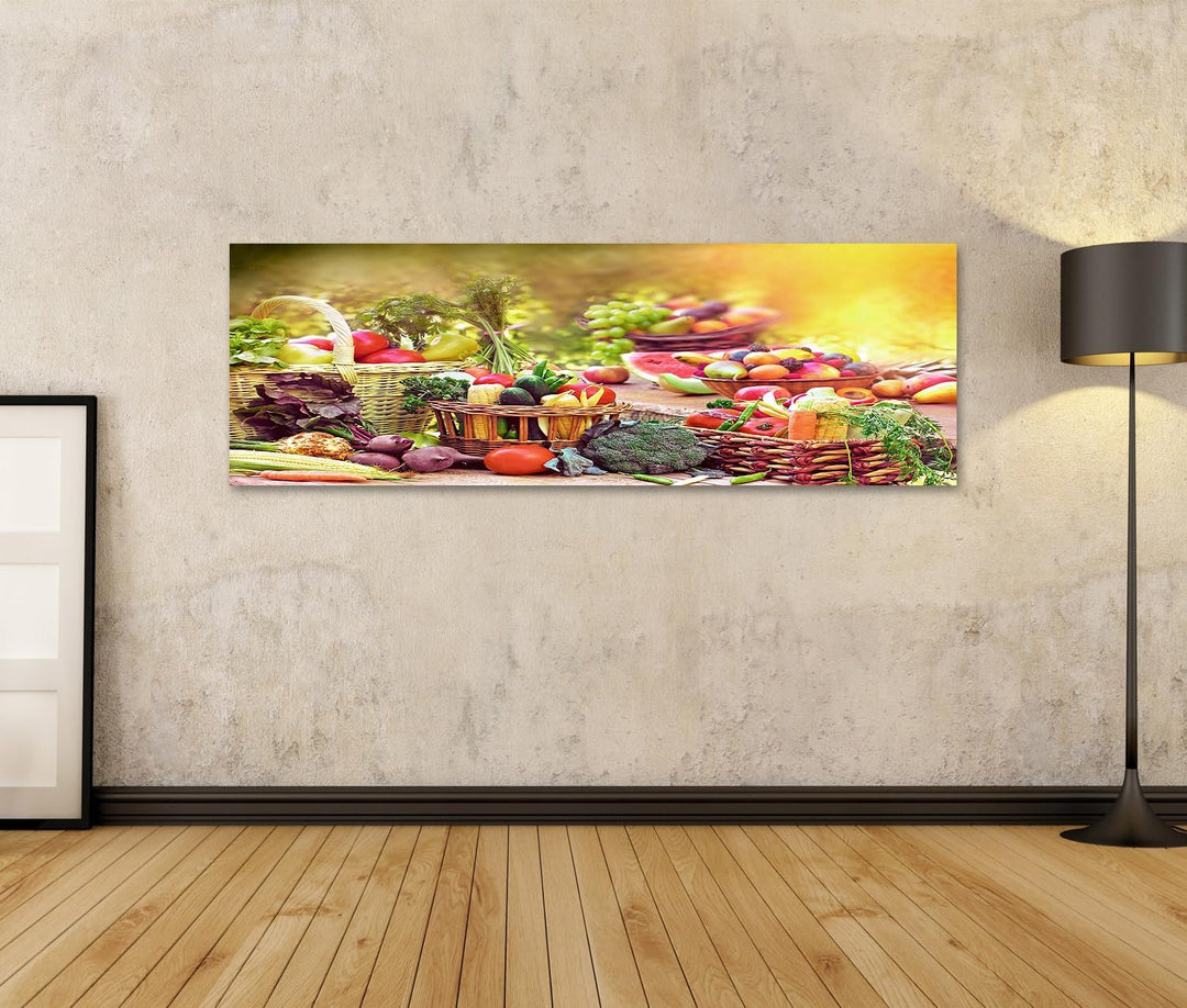 islandburner Bild auf Leinwand Frisches Bio Obst Und Gemüse Küchenbild Bilder Wandbilder Poster Lein